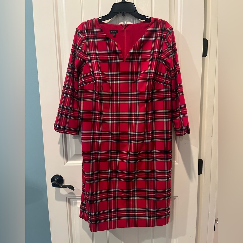 RBC HERITAGE PERFECT Tartan Plaid Talbots 3/4 Sleeve Dress Size 14 Elegant Chic